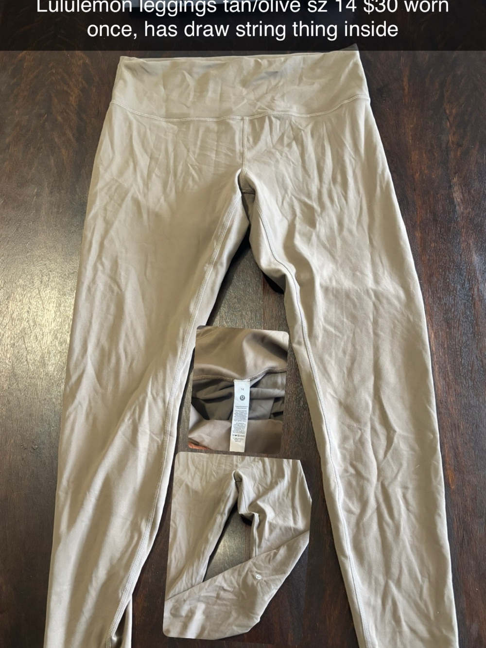 lululemon athletica Tan/Olive Leggings - Size 14